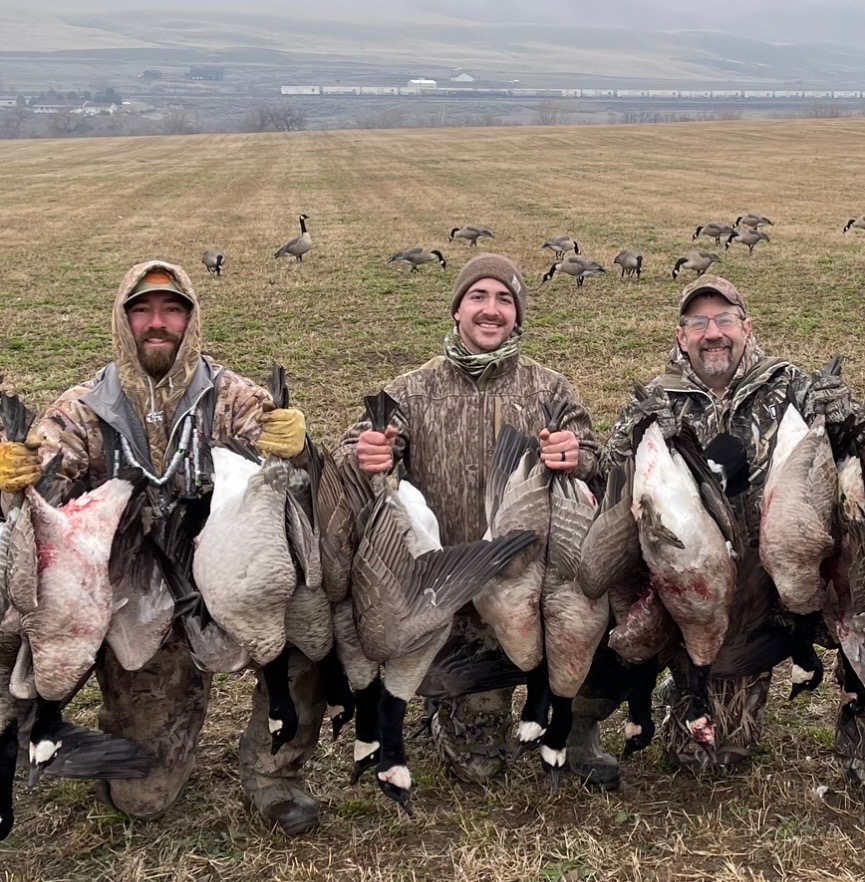 Tom Anderson with hunting partners after a successful goose hunt
